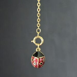 Joan Rivers Designer Ladybug Faberge Egg Charm Pendant Gold-tone Extender Chain
